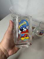 Walt Disney World 2000 Millennium Mickey Mouse Square Glasses McDonalds Lot of 4
