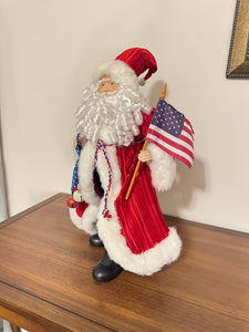 Christmas Decor Americana Style Patriotic Santa Claus