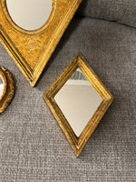 Vintage Florentia Hand-Made In Italy Diamond-Oval Shape Gold-Gilt Mirror Set 3
