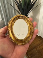 Vintage Florentia Hand-Made In Italy Diamond-Oval Shape Gold-Gilt Mirror Set 3
