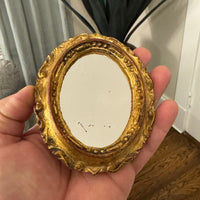 Vintage Florentia Hand-Made In Italy Diamond-Oval Shape Gold-Gilt Mirror Set 3