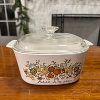 Vintage Corning-ware Casserole Square L'echalote La Marjolaine 3Qt Baking Dish with Lid