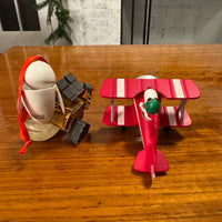 Disney Pixar Wall-E-E.V.E. and Hallmark Flying Ace-Snoopy Xmas Ornaments