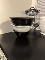 Vintage PYREX Black-White Clear Bottom Mixing Nesting Bowls Set of 3 No. 322-323-325
