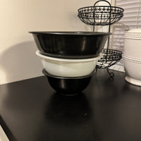 Vintage PYREX Black-White Clear Bottom Mixing Nesting Bowls Set of 3 No. 322-323-325