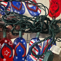 Americana 4th of July String Lights USA-Flags Flip-Flops Set of 2