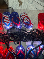 Americana 4th of July String Lights USA-Flags Flip-Flops Set of 2
