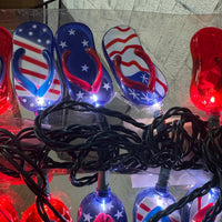 Americana 4th of July String Lights USA-Flags Flip-Flops Set of 2