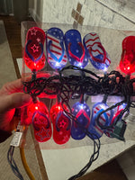 Americana 4th of July String Lights USA-Flags Flip-Flops Set of 2
