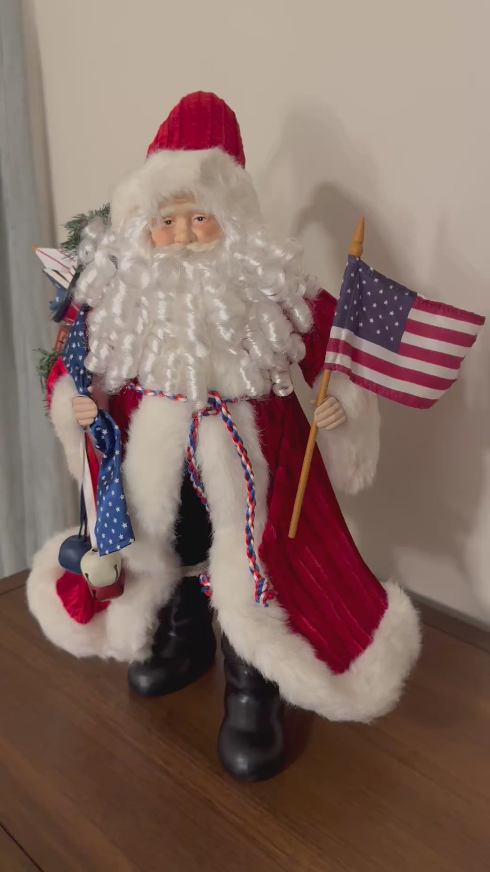 Christmas Decor Americana Style Patriotic Santa Claus