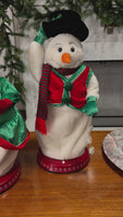 Vintage Gemmy Animated Lighted Music-Player Dancing Mr. Mrs. Snowman-Set
